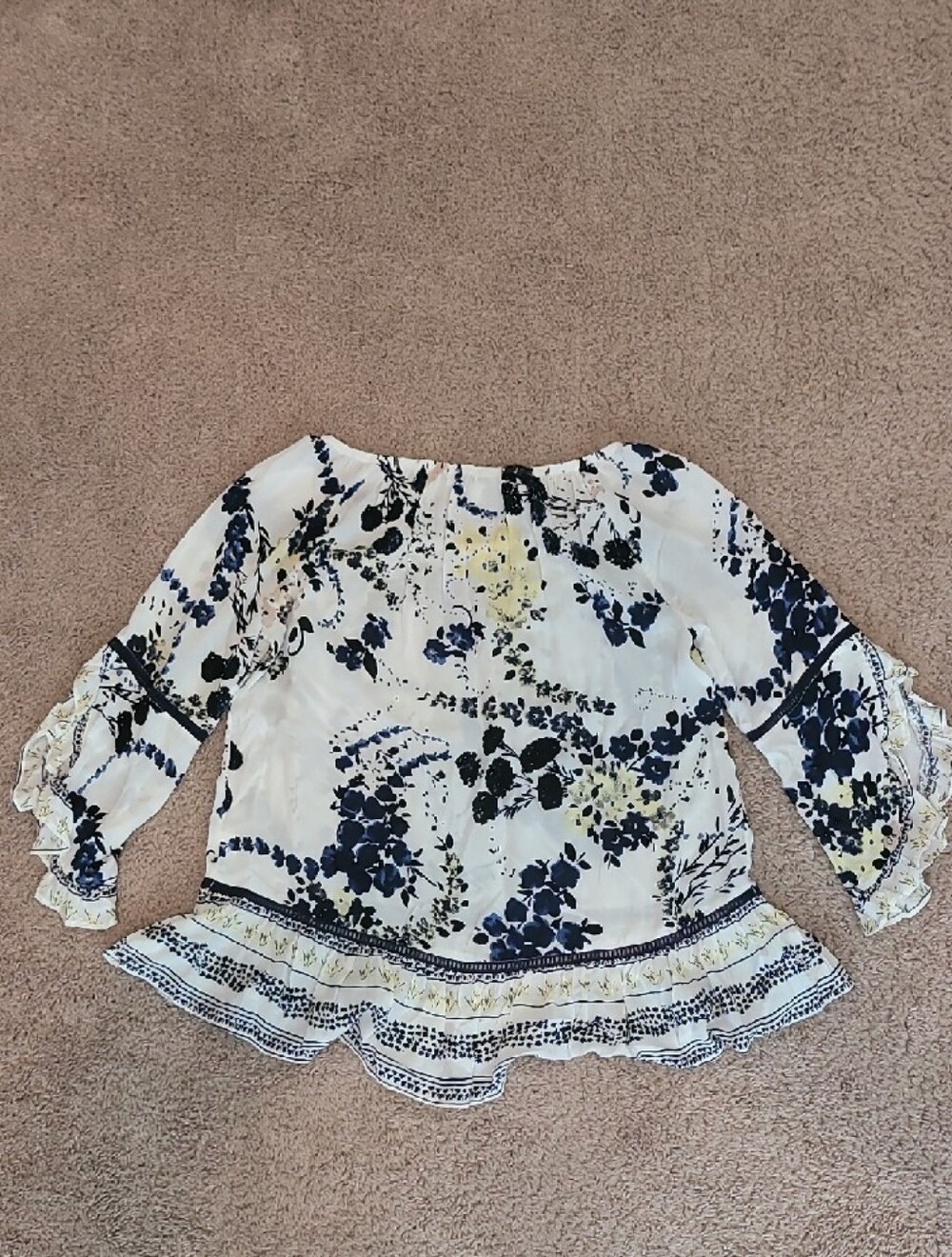 Fever Floral Boho Peasant Blouse NWOT - Picture 3 of 3